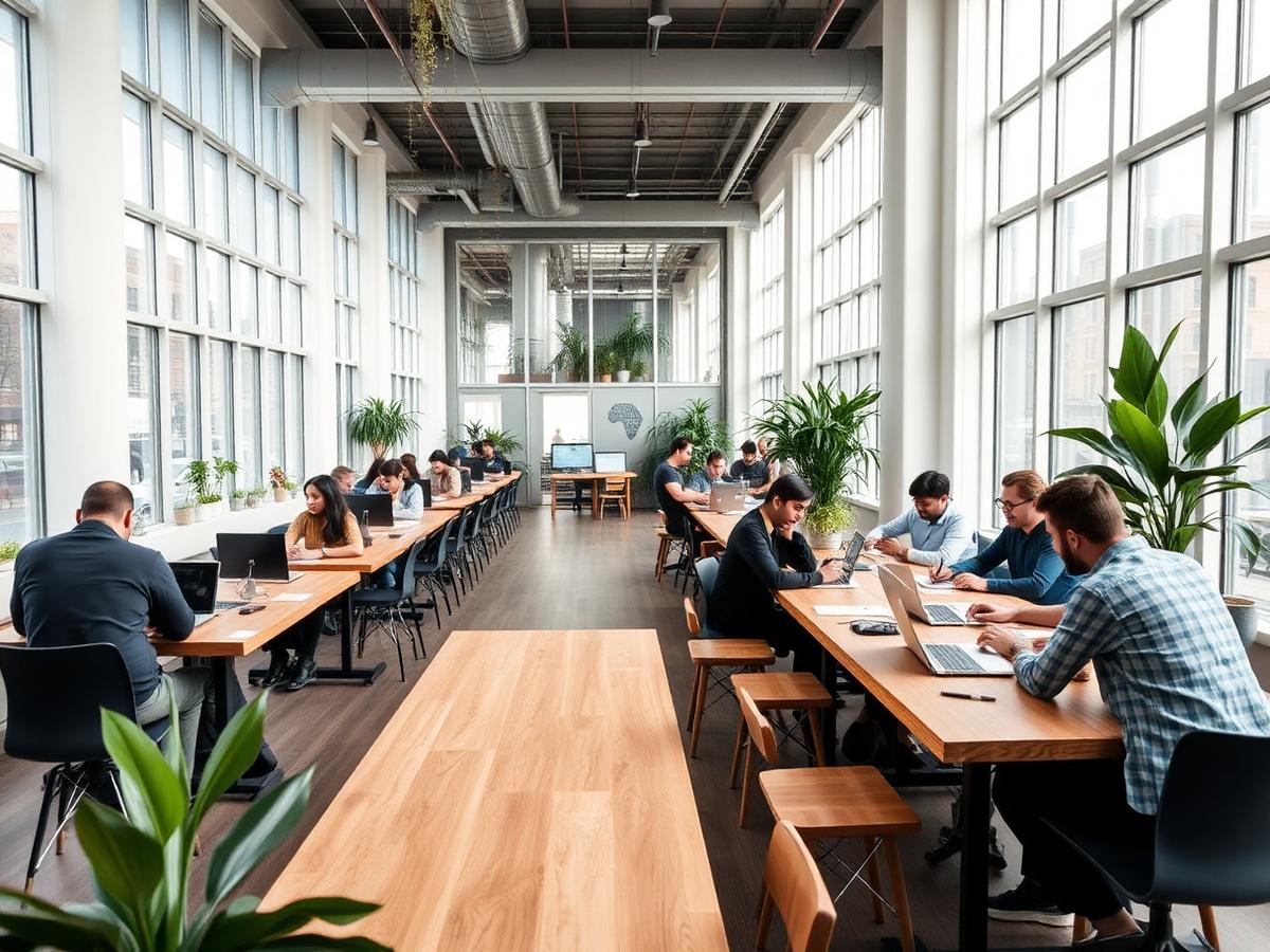 Shared coworking space with private offices and open desks in Atlanta